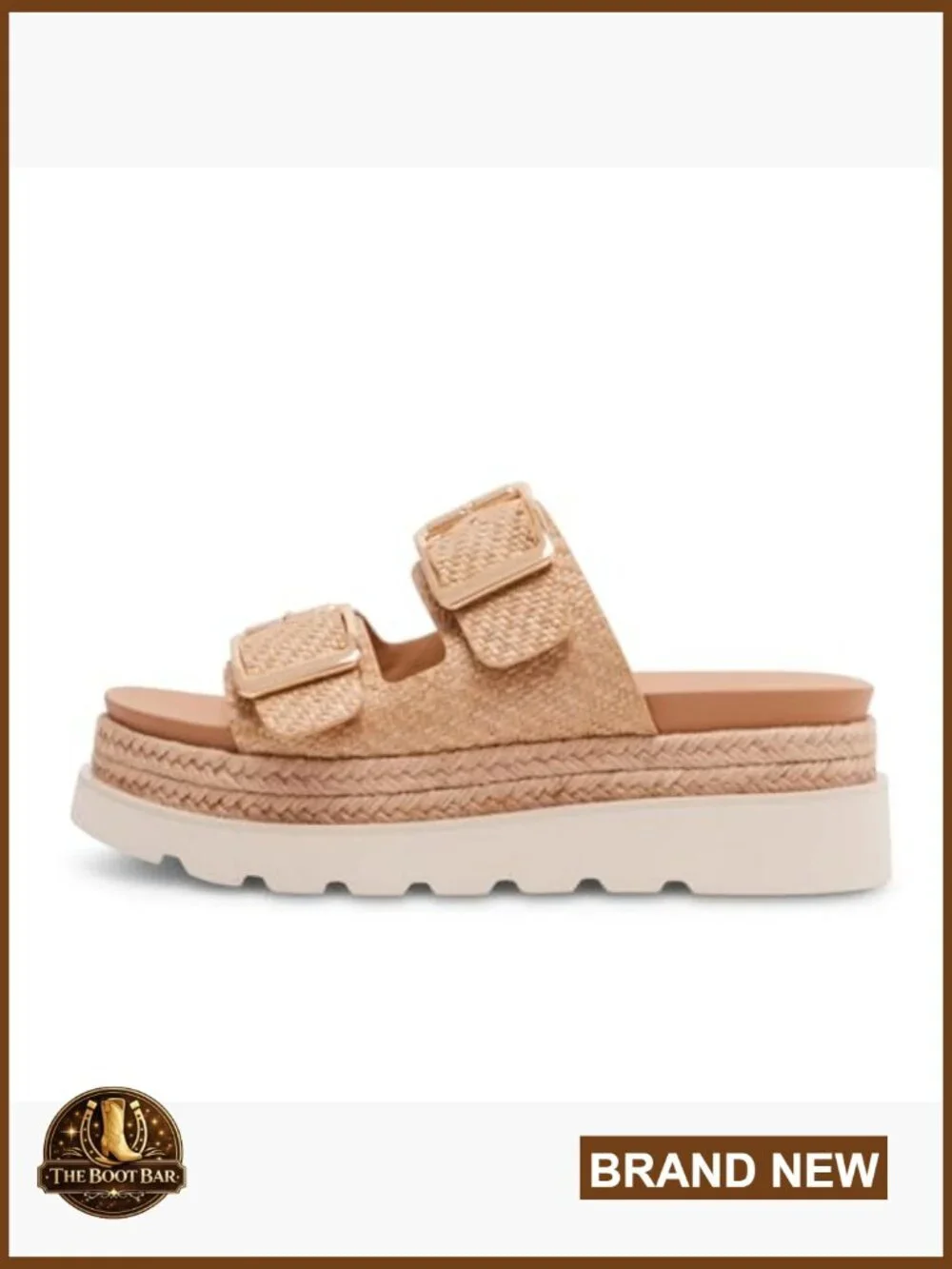 Women's Raffia Platform Slide Sandals 2-Inch Heel